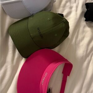 IVY PARK Olive Green Cap and Hot Pink Visor Set